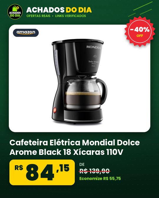 Cafeteira Elétrica Mondial Dolce Arome Black 18 Xícaras 110V