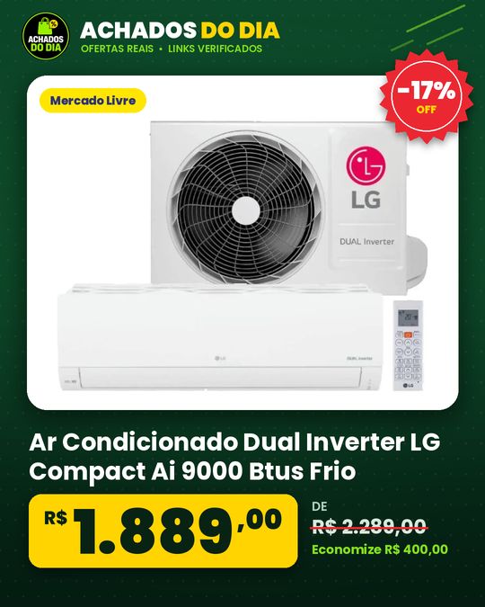 Ar Condicionado Dual Inverter LG Compact Ai 9000 Btus Frio
