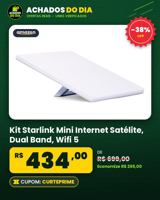 Kit Starlink Mini Internet Satélite, Dual Band, Wifi 5