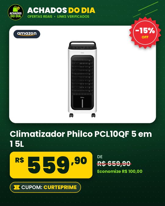 Climatizador Philco PCL10QF Display Touch 5 em 1 5L 220V Branco Portátil