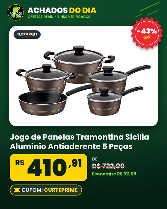 Jogo de Panelas Tramontina Sicília Alumínio Antiaderente 5 Peças