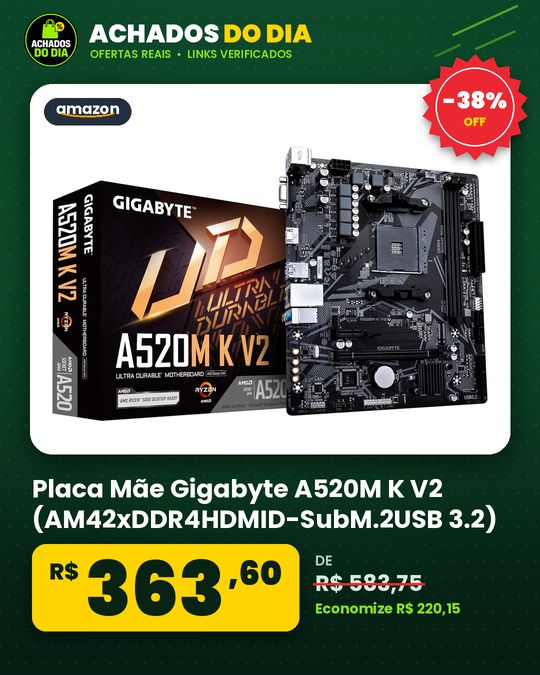 Placa Mãe Gigabyte A520M K V2 (AM42xDDR4HDMID-SubM.2USB 3.2)