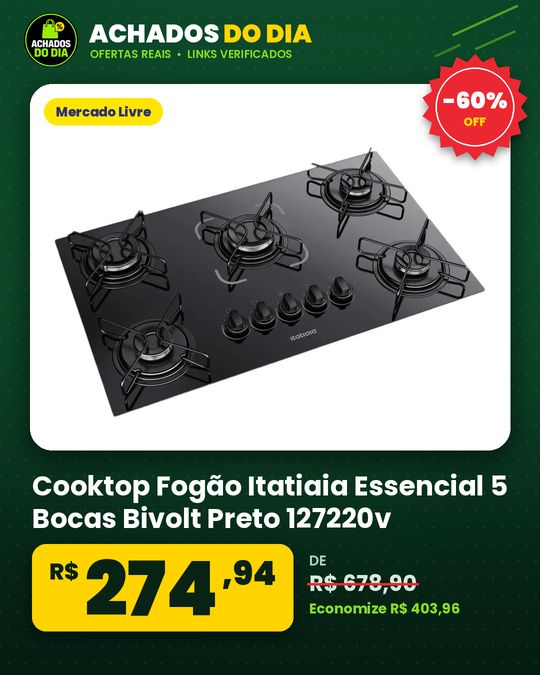 Cooktop Fogão Itatiaia Essencial 5 Bocas Bivolt Preto 127220v