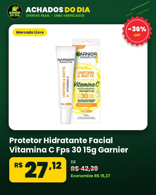 Protetor Hidratante Facial Vitamina C Fps 30 15g Garnier Tipo de pele OleosaMistaSensível