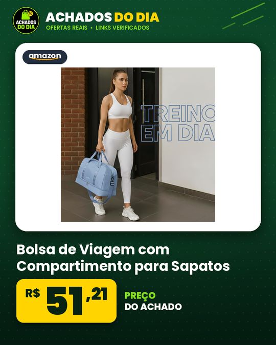 Bolsa de Viagem com Compartimento para Sapatos, Alça Transversal