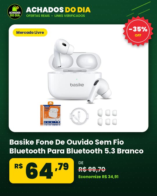 Basike Fone De Ouvido Sem Fio Bluetooth Para Bluetooth 5.3 Branco