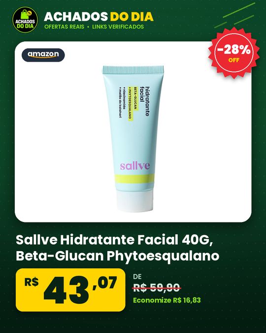 Sallve Hidratante Facial 40G - Beta-Glucan Phytoesqualano