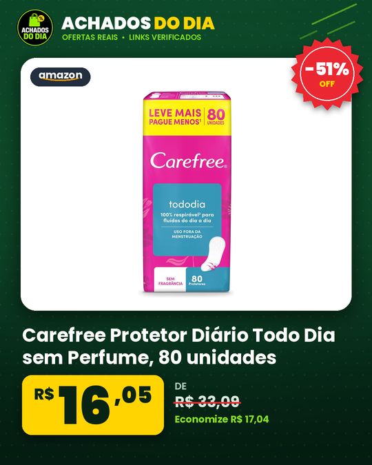 Carefree Protetor Diário Todo Dia sem Perfume - 80 unidades