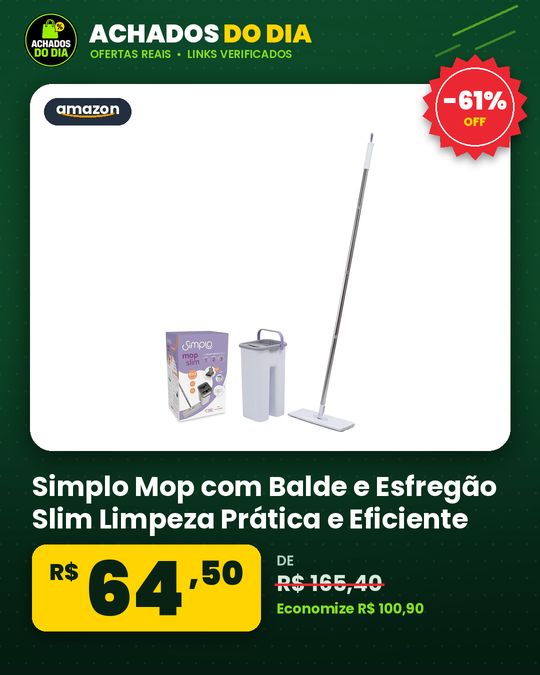 Simplo - Mop com Balde e Esfregão Slim Limpeza Prática e Eficiente