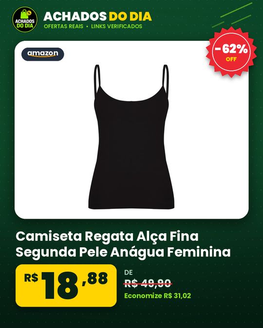 Camiseta Regata Alça Fina Segunda Pele Anágua Feminina Conforto Lisa Blusa Academia Baixo