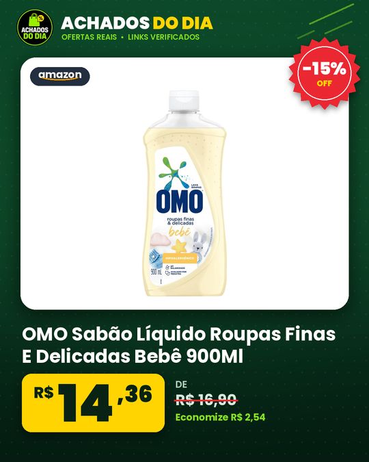 OMO Sabão Líquido Roupas Finas E Delicadas Bebê 900Ml