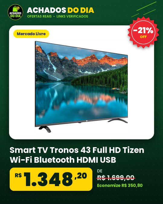 Smart TV Tronos 43 Full HD Tizen Wi-Fi Bluetooth HDMI USB