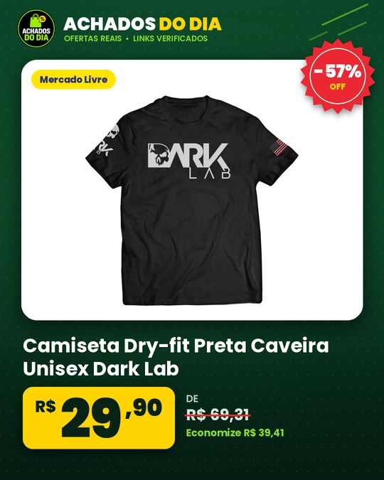 Camiseta Dry-fit Preta Caveira Unisex Dark Lab
