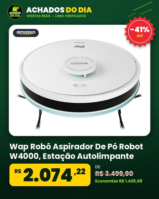 Wap Robô Aspirador De Pó Robot W4000, Estação Autolimpante, Mapeamento Lds 360°