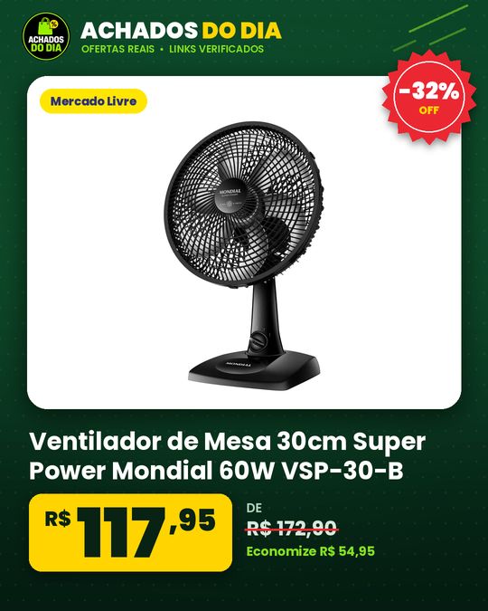 Ventilador de Mesa 30cm Super Power Mondial 60W VSP-30-B
