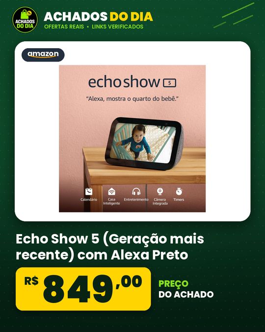 Echo Show 5 (Geração mais recente) com Alexa Preto