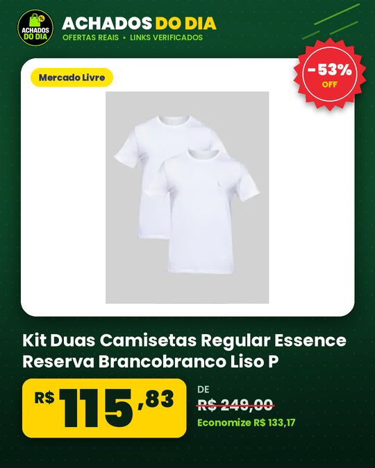 Kit Duas Camisetas Regular Essence Reserva Brancobranco Liso P