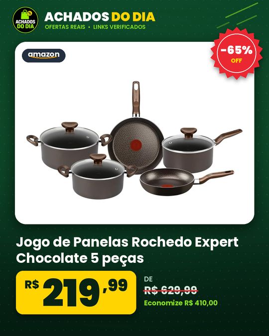 Jogo de Panelas Rochedo Expert Chocolate 5 peças