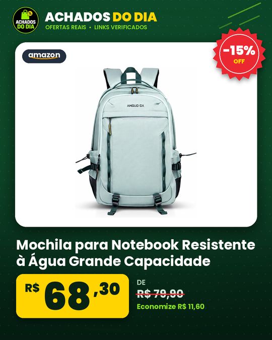 Mochila para Notebook Resistente à Água Grande Capacidade Multi Compartimentos Semi Impermeável Zíper Reforçado