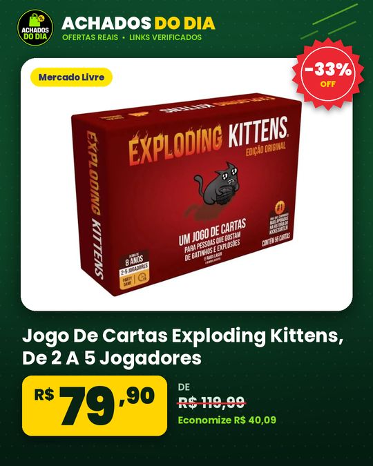 Jogo De Cartas Exploding Kittens - De 2 A 5 Jogadores - Galápagos