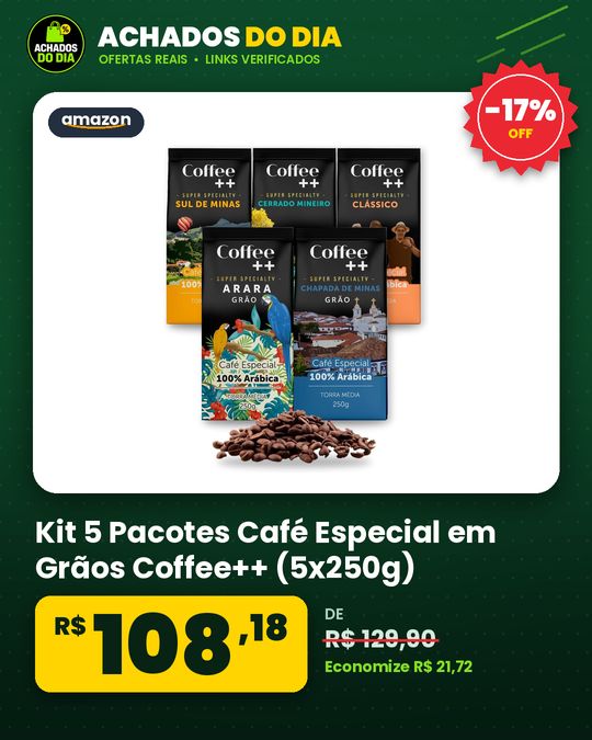 Kit 5 Pacotes Café Especial em Grãos Coffee++ (5x250g)