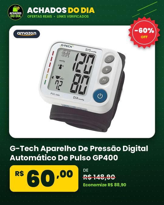 G-Tech Aparelho De Pressão Digital Automático De Pulso GP400, Cor Branca