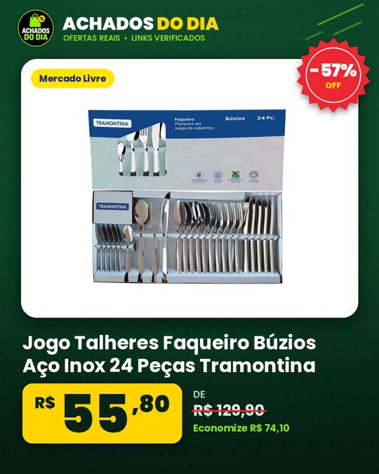 Jogo Talheres Faqueiro Búzios Aço Inox 24 Peças Tramontina