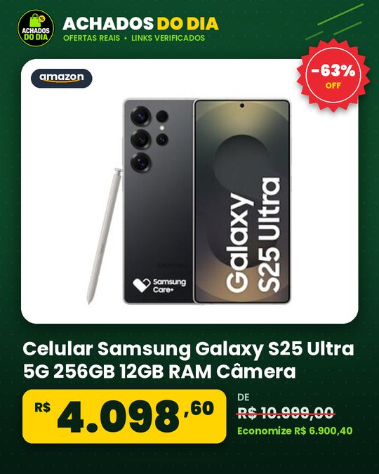 Celular Samsung Galaxy S25 Ultra 5G 256GB 12GB RAM Câmera Quádrupla de 200+50+10+50 Tela Grande de 6.9" Titânio