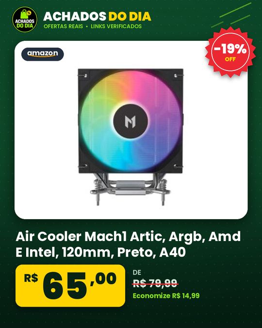 Air Cooler Mach1 Artic, Argb, Amd E Intel, 120mm, Preto - A40