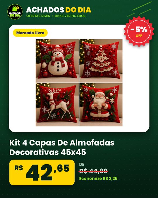 Kit 4 Capas De Almofadas Decorativas 45x45 - Estampadas Natal Vermelha