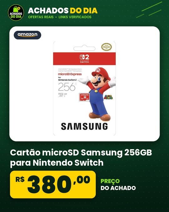 Cartão microSD Samsung 256GB para Nintendo Switch