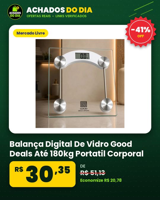 Balança Digital De Vidro Good Deals Até 180kg Portatil Corporal