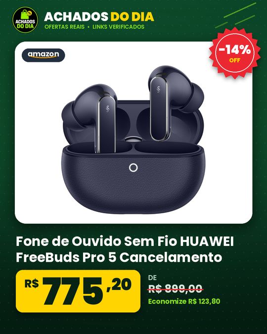 Fone de Ouvido Sem Fio HUAWEI FreeBuds Pro 5 Cancelamento de Ruído com IA de Motor Duplo Som Ultra Imersivo Chamada