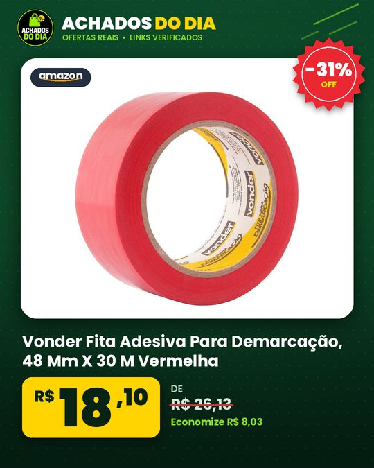 Vonder, Fita Adesiva Para Demarcação, 48 Mm X 30 M Vermelha