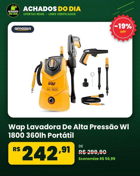 Wap Lavadora De Alta Pressão Wl 1800 360lh Portátil, Com Jato Em Leque E Concentrado 1500psi 1400w 127v