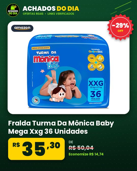 Fralda Turma Da Mônica Baby Mega Xxg 36 Unidades