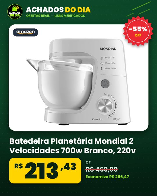 Batedeira Planetária Mondial 2 Velocidades 700w Branco - 220v