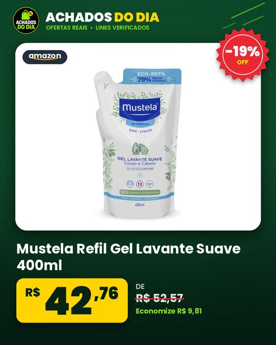 Mustela Refil Gel Lavante Suave 400ml, Sabonete Líquido Corpo e Cabelo para bebês e crianças