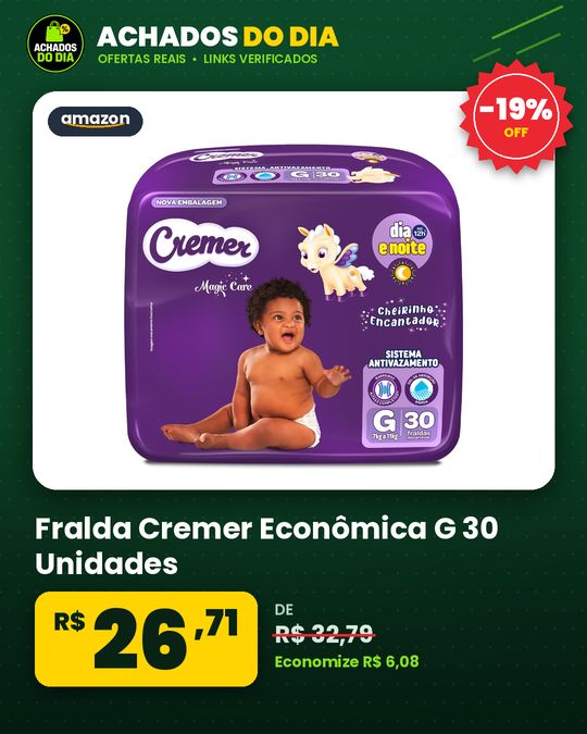 Fralda Cremer Econômica G 30 Unidades