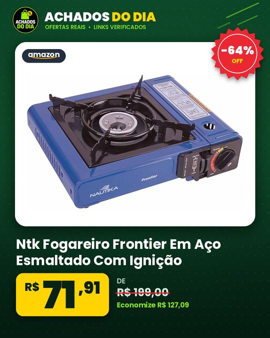 Ntk Fogareiro Frontier Em Aço Esmaltado Com Ignição Eletrônica Apoio De Panela, Chama Regulável