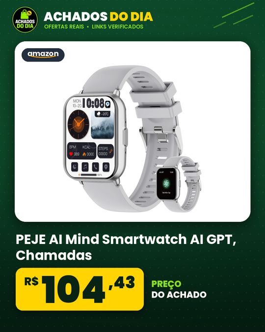 PEJE AI Mind Smartwatch AI GPT, Chamadas, 123 Esportes e Mostradores por IA