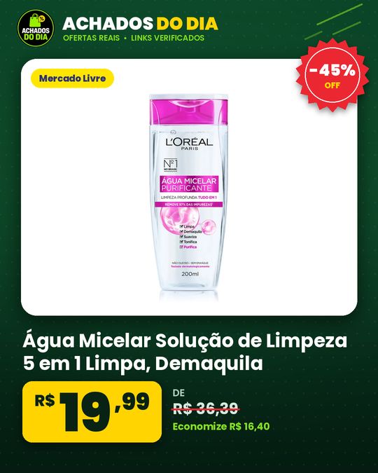 Água Micelar Solução de Limpeza 5 em 1 Limpa, Demaquila, Purifica, Suaviza e Reequilibra