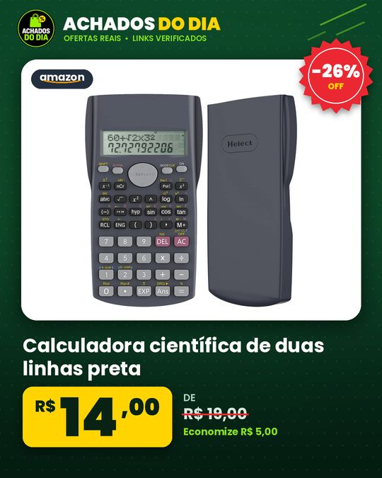 Calculadora científica de duas linhas preta