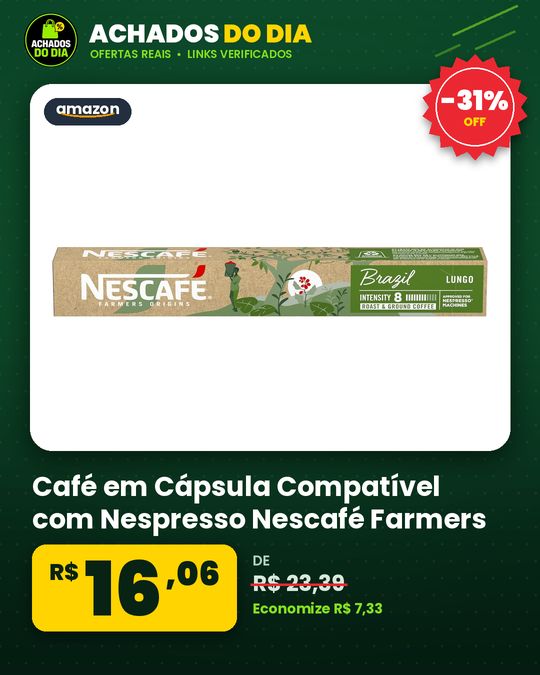 Café em Cápsula Compatível com Nespresso Nescafé Farmers Origins Brazil 10 Cápsulas