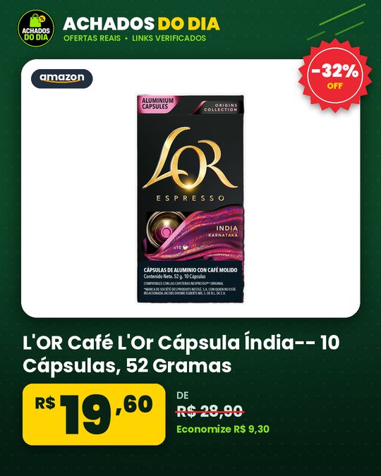 L'OR Café L'Or Cápsula Índia-- 10 Cápsulas - 52 Gramas