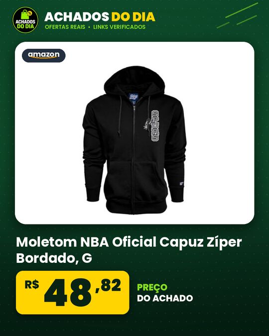 Moletom NBA Oficial Capuz Zíper Bordado - G