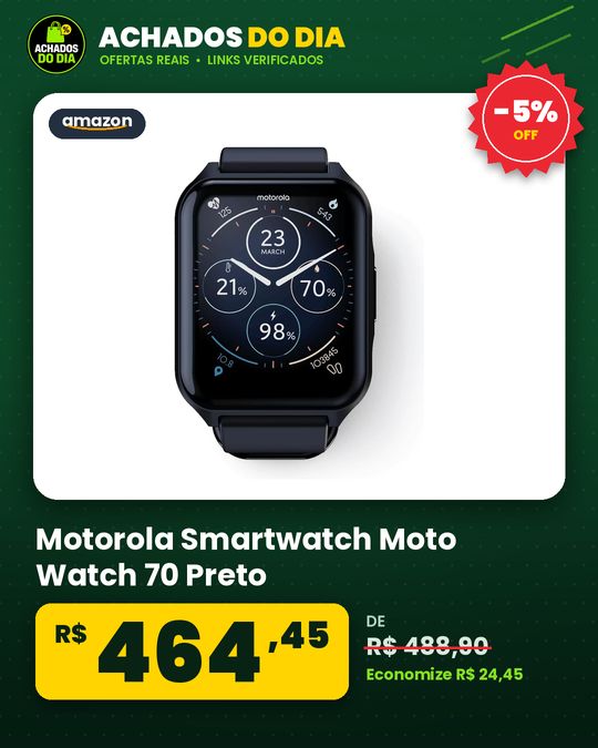 Motorola Smartwatch Moto Watch 70 Preto