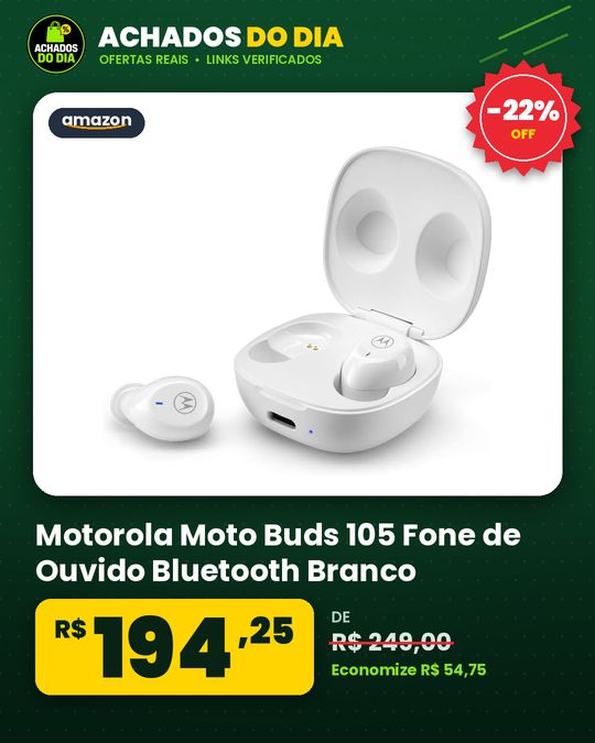 Motorola Moto Buds 105 Fone de Ouvido Bluetooth Branco