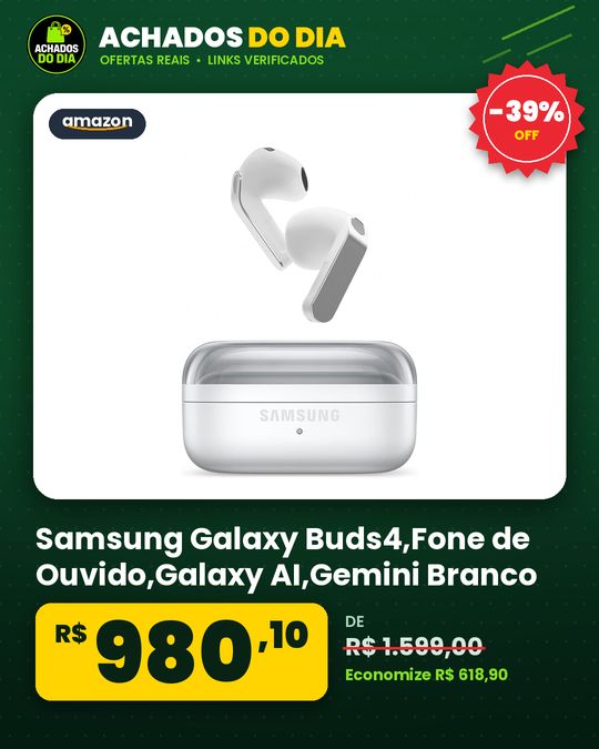 Samsung Galaxy Buds4,Fone de Ouvido,Galaxy AI,Gemini Branco