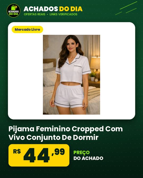 Pijama Feminino Cropped Com Vivo Conjunto De Dormir